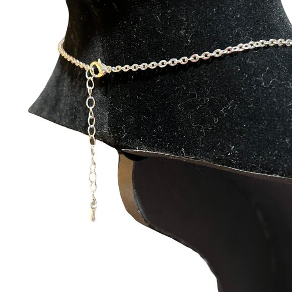 Vintage Silver-Tone Swirl Pendant Necklace – Blue Cabochon Stone - Picture 7 of 9